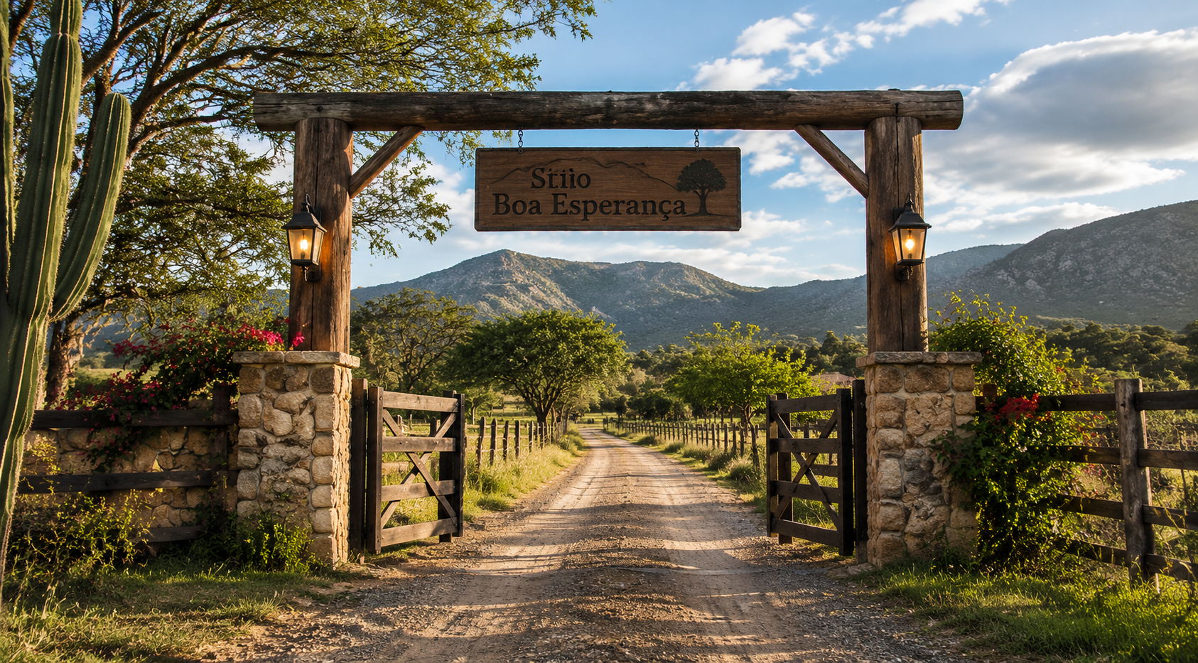 Portal imponente para fazenda